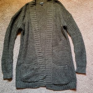 Express long olive green cardigan